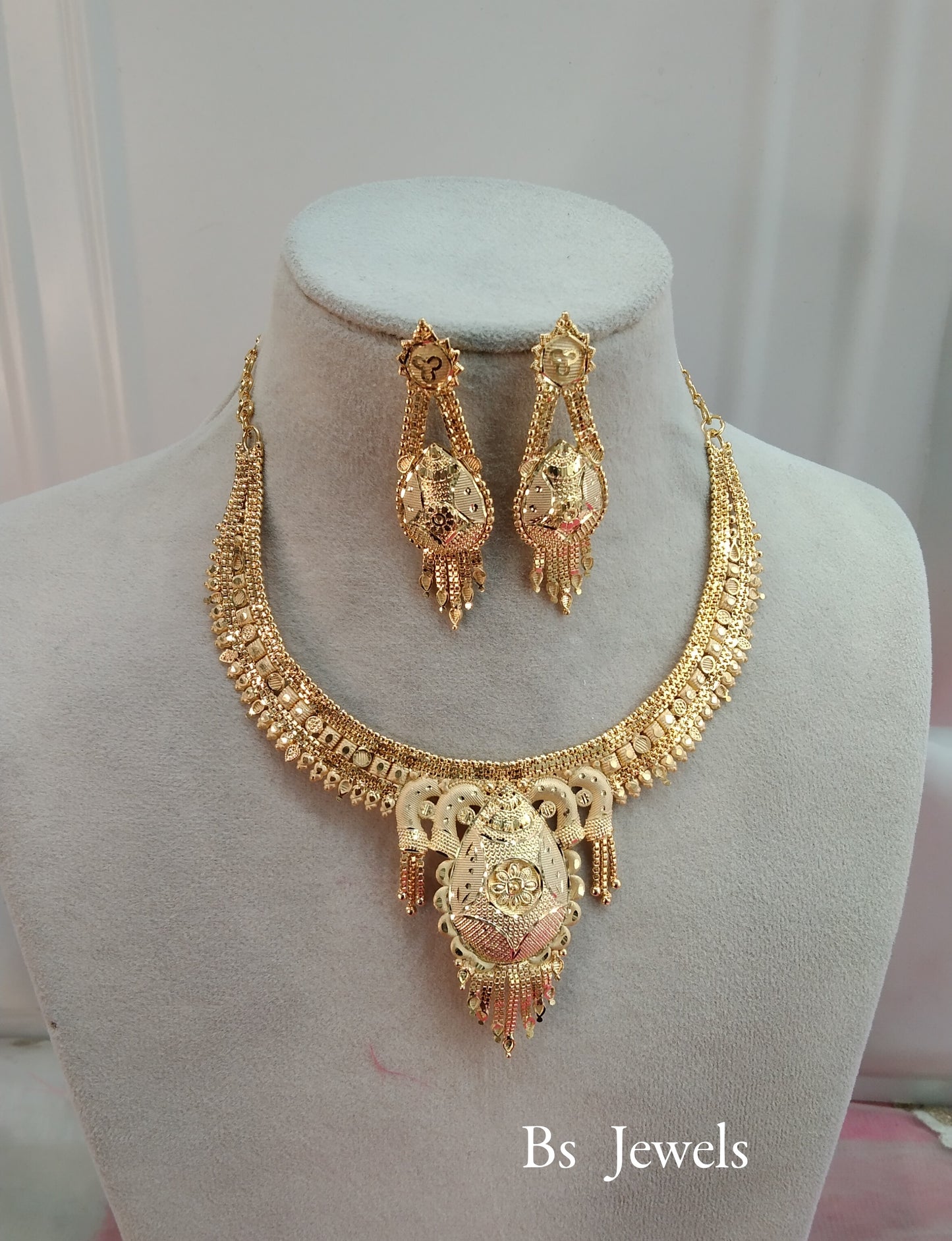 1 gram gold finish forming jewelry Necklace gline set
