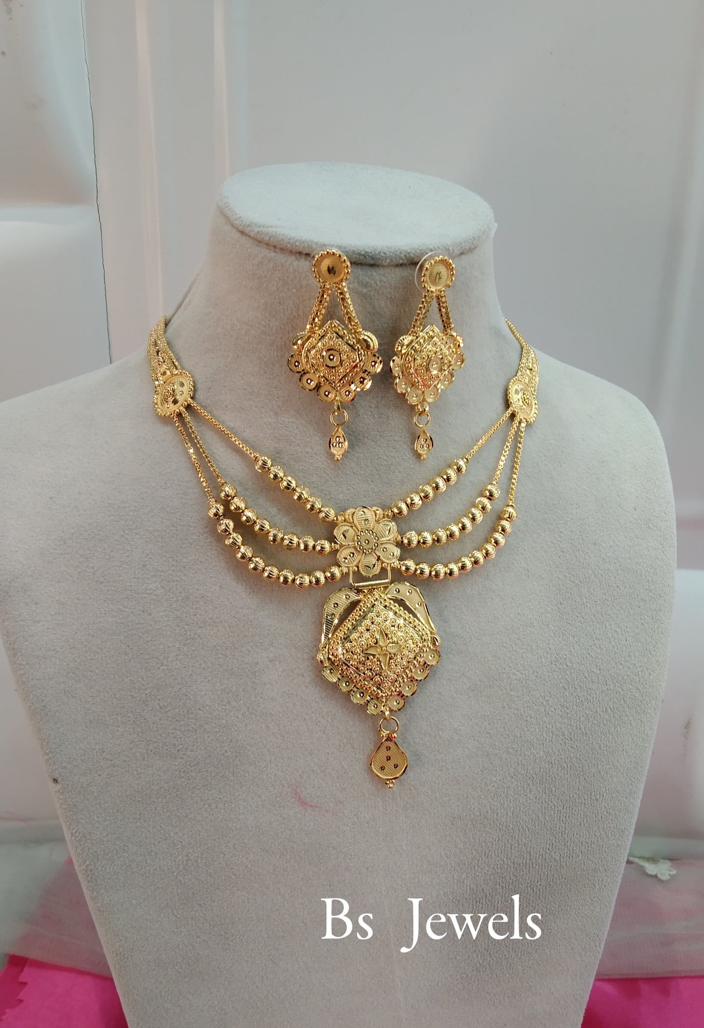 1 gram gold finish forming jewelry Necklace gline set