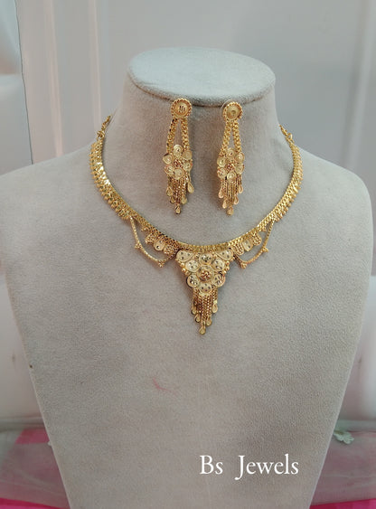 1 gram gold finish forming jewelry Necklace gline set