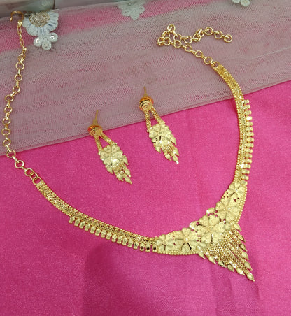 1 gram gold finish forming jewelry Necklace gline set