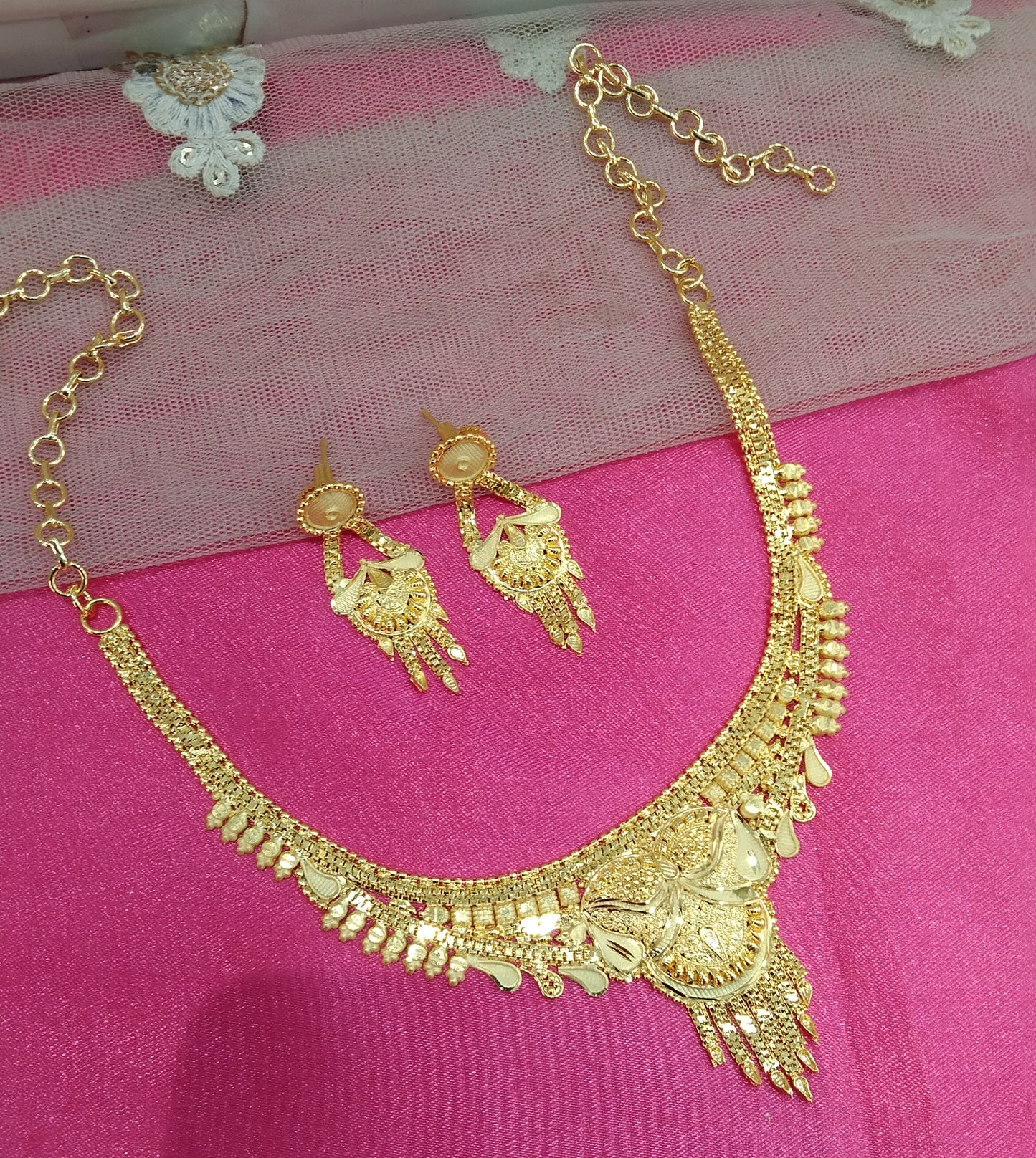 1 gram gold finish forming jewelry Necklace gline set