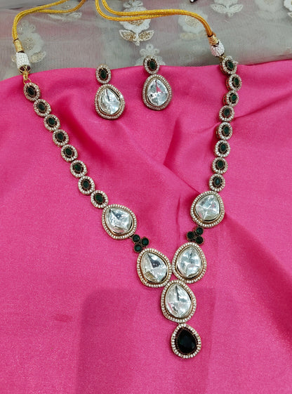 Green Moissanite Kundan Necklace Jewellery Shweta Set