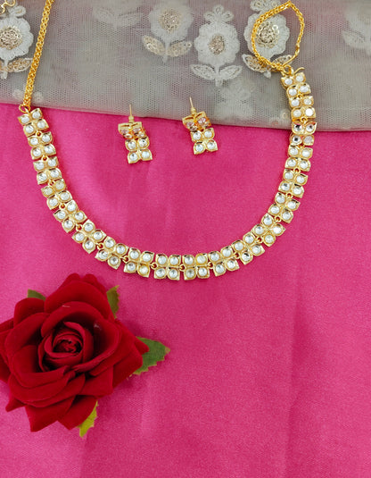 Antique Gold Moissanite Kundan Necklace Jewellery Maya Set