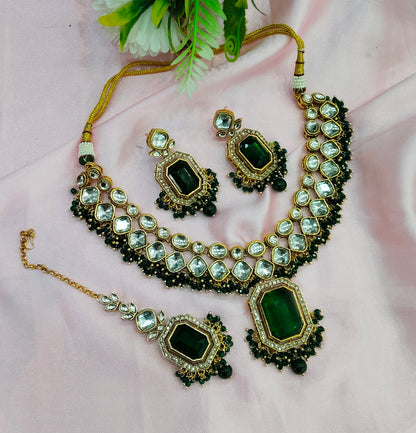 Green Kundan Necklace Jewellery Legend Set