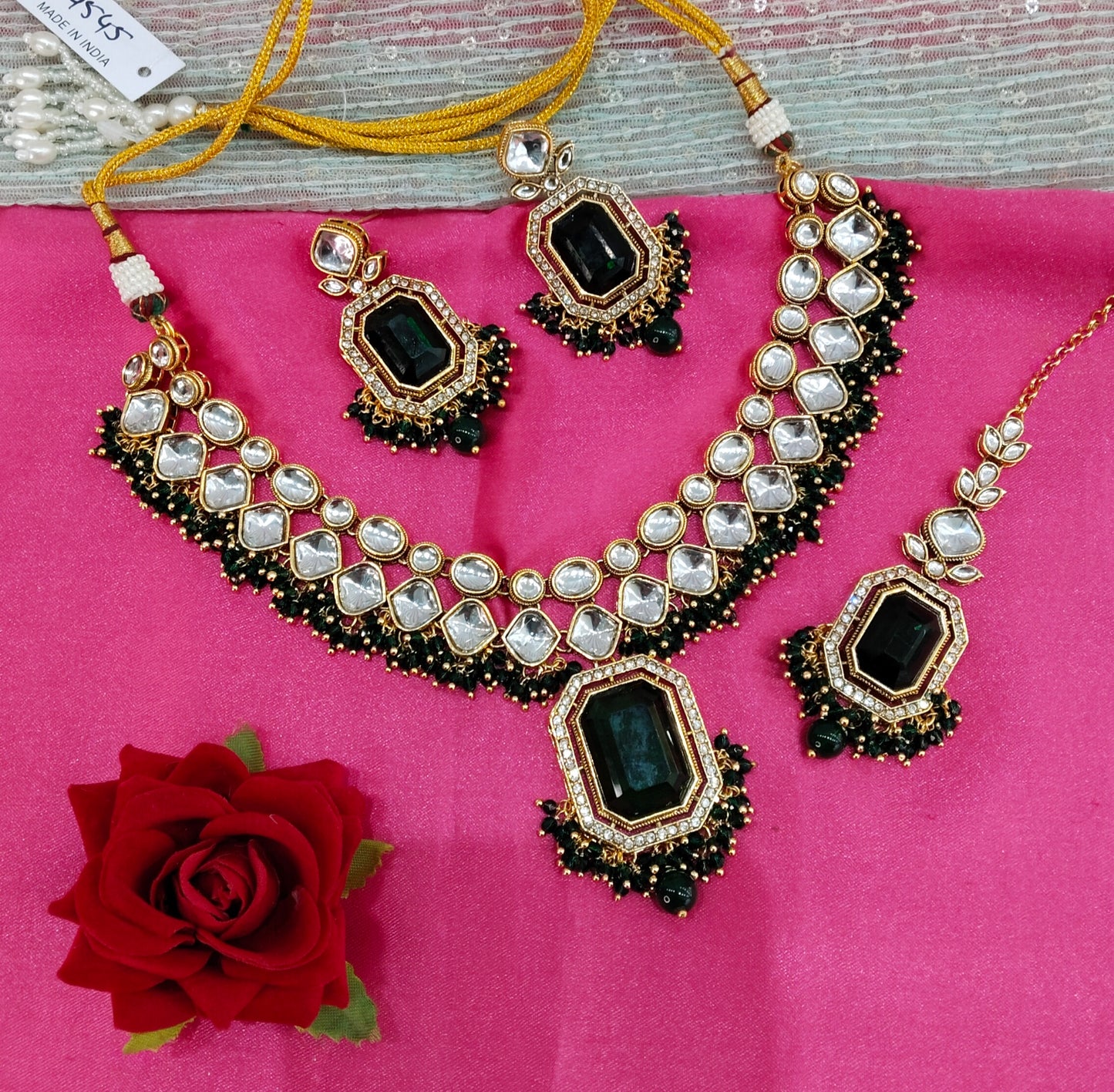 Green Kundan Necklace Jewellery Legend Set
