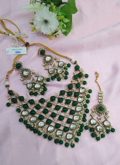 Green Kundan Necklace Jewellery Land Set