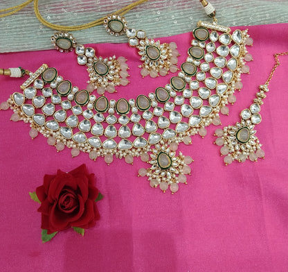 Pista Kundan Necklace Jewellery Lite Set