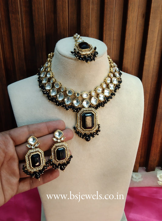 Black Kundan Necklace Jewellery Legend Set
