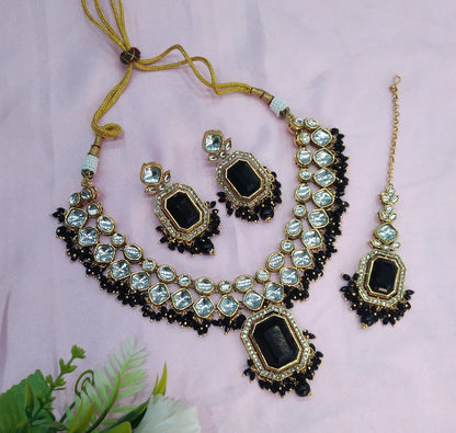 Black Kundan Necklace Jewellery Legend Set