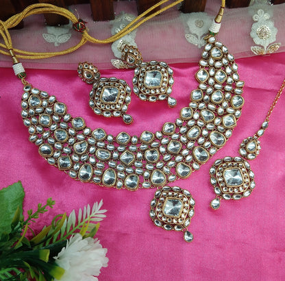 Antique Gold Kundan Necklace Jewellery Life Set