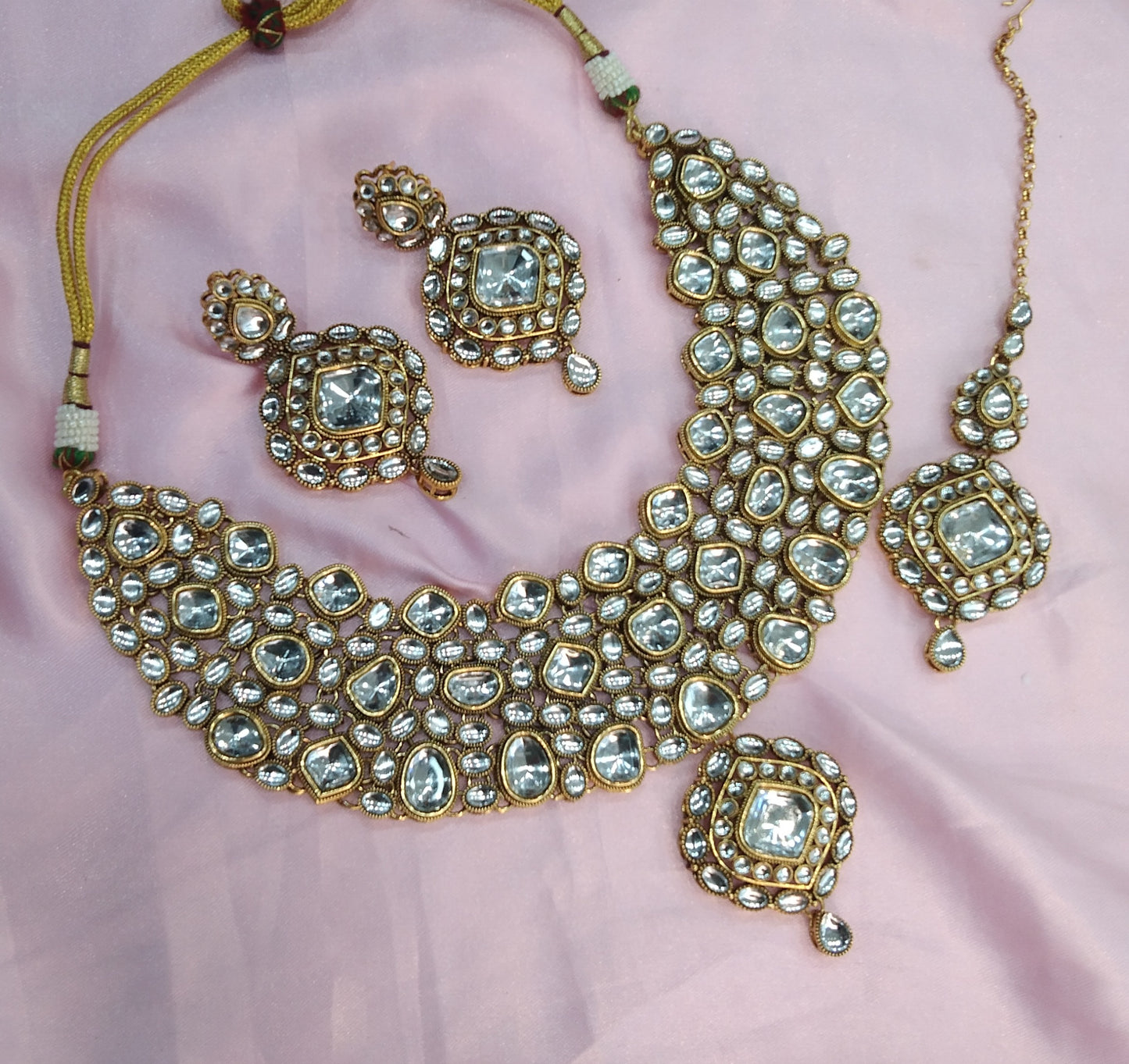 Antique Gold Kundan Necklace Jewellery Life Set