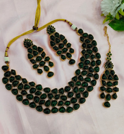 Green Kundan Necklace Jewellery Lucky Set