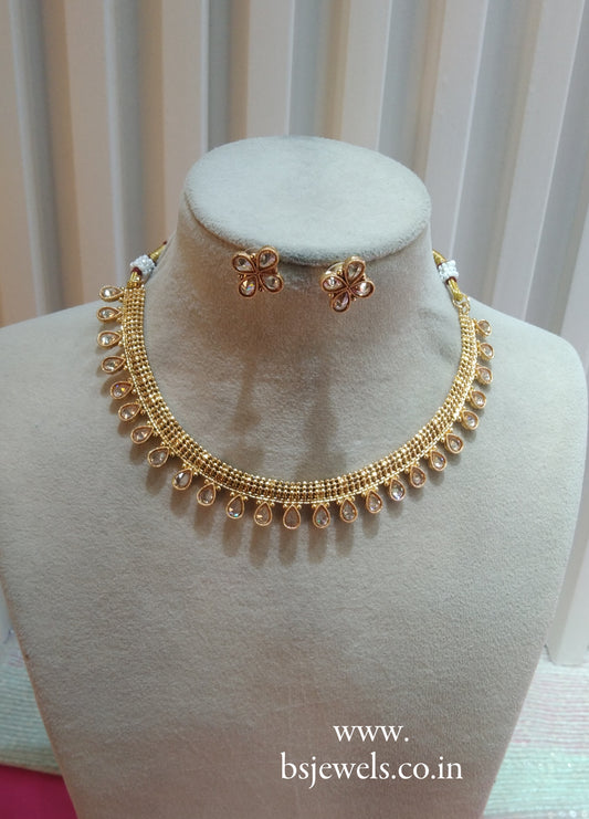 Gold Polki Necklace Jewellery Delta Set