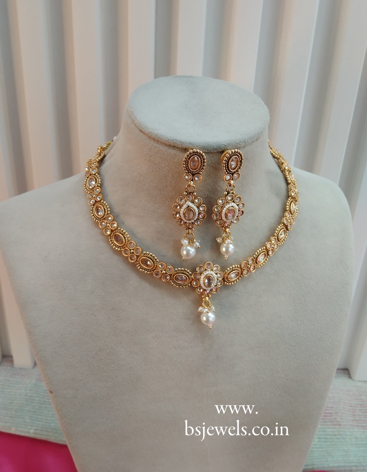 Gold Polki  Necklace Jewellery Delta Set