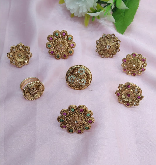 Gold Cocktail Finger Rings