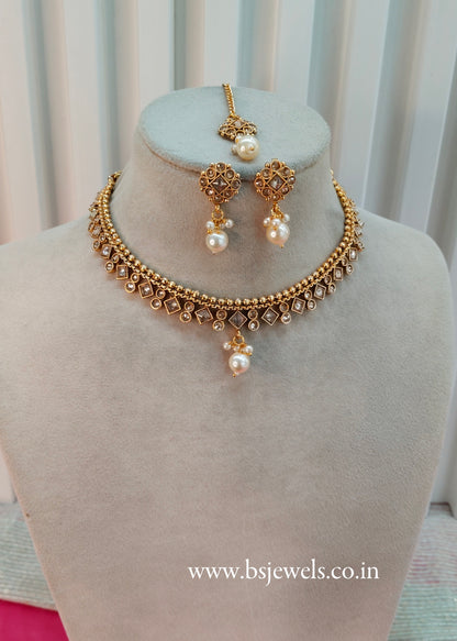 Gold Polki  Necklace Jewellery Studio Set