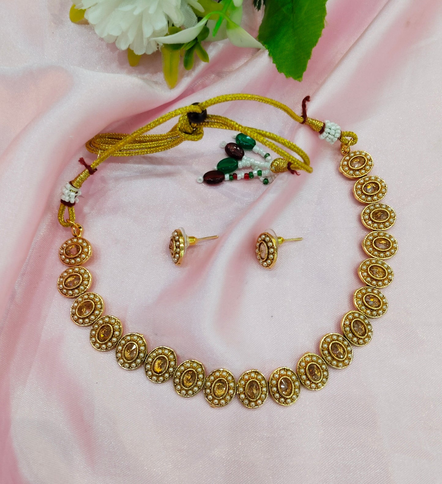 Gold Polki  Necklace Jewellery Studio Set