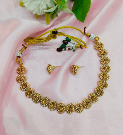 Gold Polki  Necklace Jewellery Studio Set