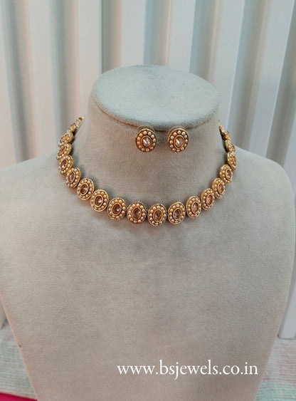Gold Polki  Necklace Jewellery Studio Set