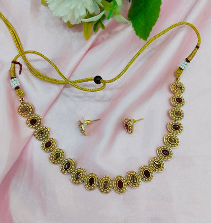 Ruby Gold Polki  Necklace Jewellery Studio Set