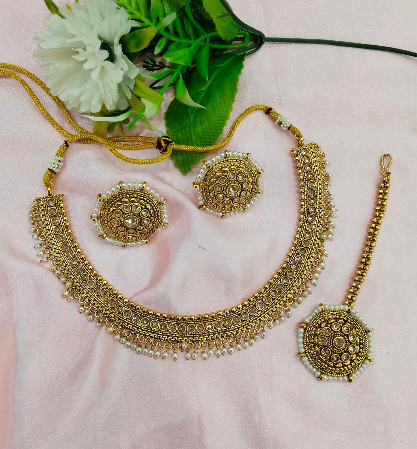 Gold Polki Necklace Jewellery Studio Set