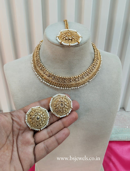 Gold Polki Necklace Jewellery Studio Set