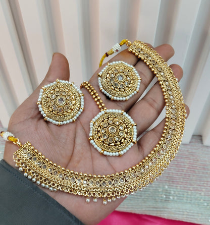 Gold Polki Necklace Jewellery Studio Set