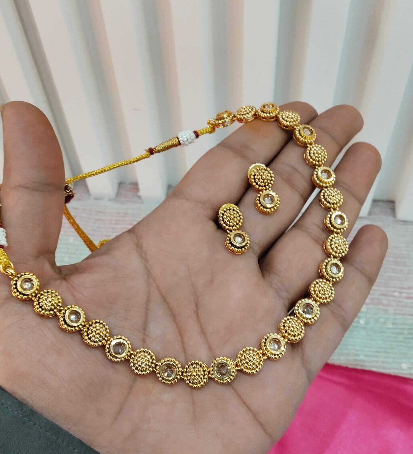 Gold Polki Necklace Jewellery Studio Set