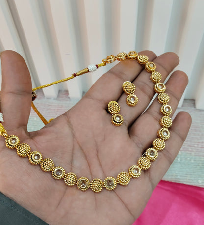 Gold Polki Necklace Jewellery Studio Set