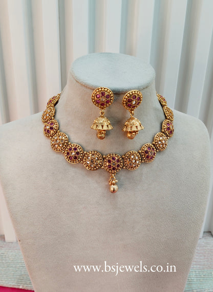 Ruby Gold Polki Necklace Jewellery Studio Set