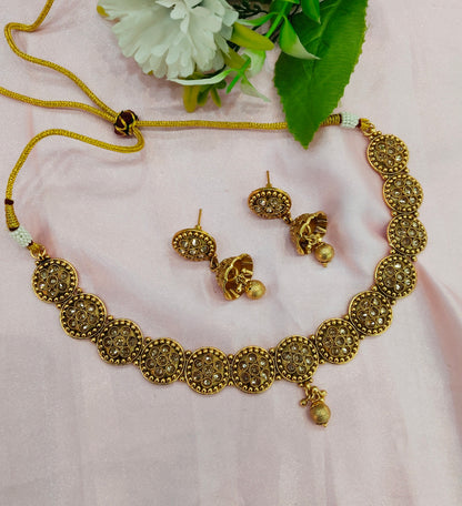 Gold Polki Necklace Jhumka Jewellery Studio Set