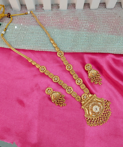 Gold Polki Long Rani Haar Necklace Jewellery Set