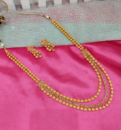Gold Polki Long Rani Haar Necklace Jewellery Set