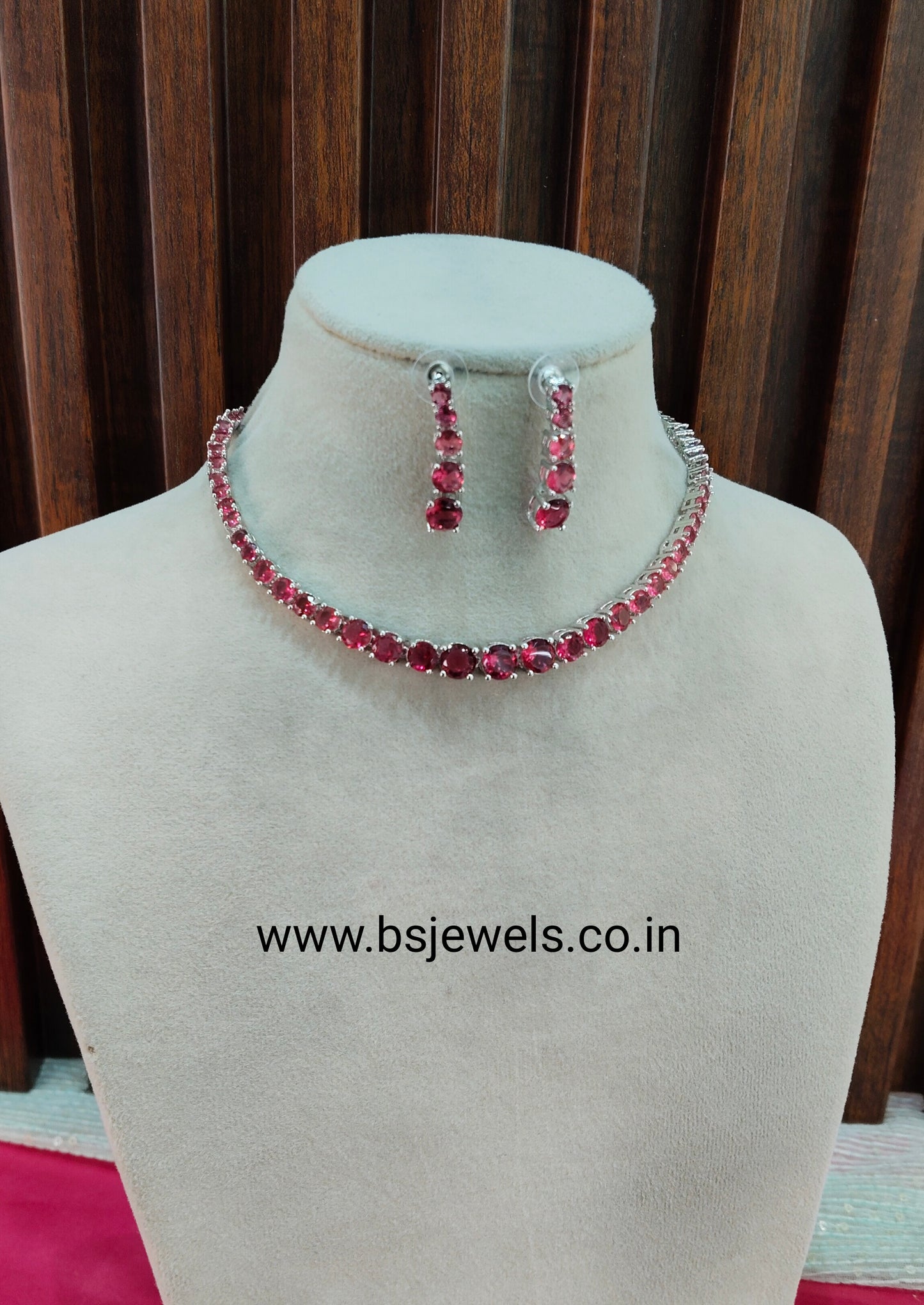 Ruby Silver CZ Necklace Jewellery Lisbon Set