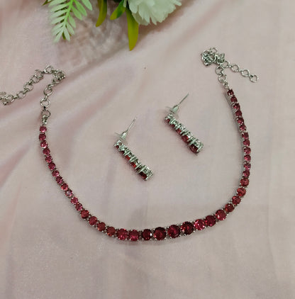 Ruby Silver CZ Necklace Jewellery Lisbon Set