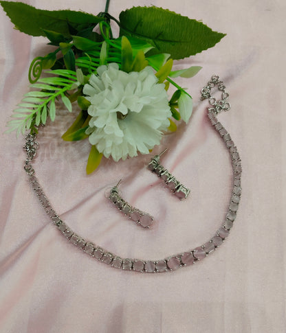 Pink Silver CZ Necklace Jewellery Lisbon Set