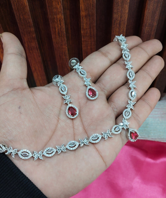 Ruby Silver CZ Necklace Jewellery Berlin Set