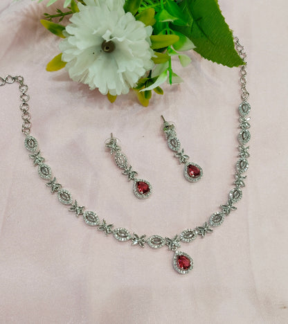 Ruby Silver CZ Necklace Jewellery Berlin Set