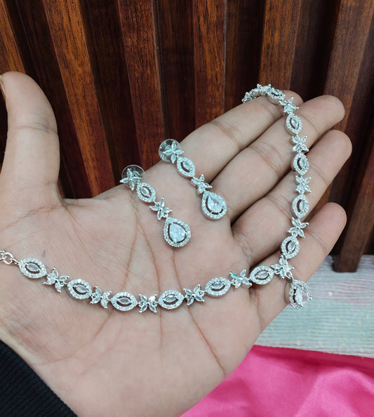 White Silver CZ Necklace Jewellery Berlin Set