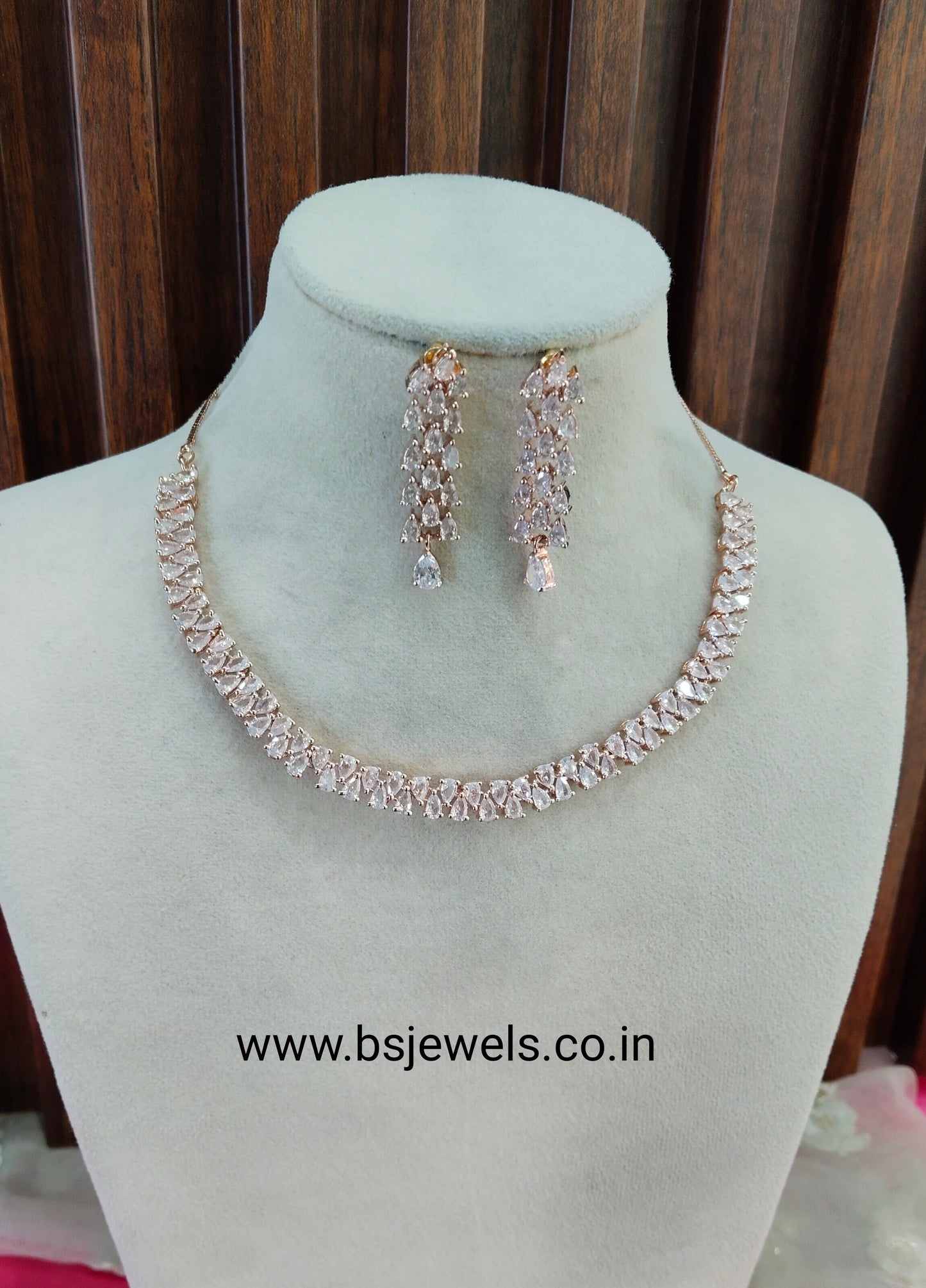 White Rose CZ Necklace Jewellery Glendale Set