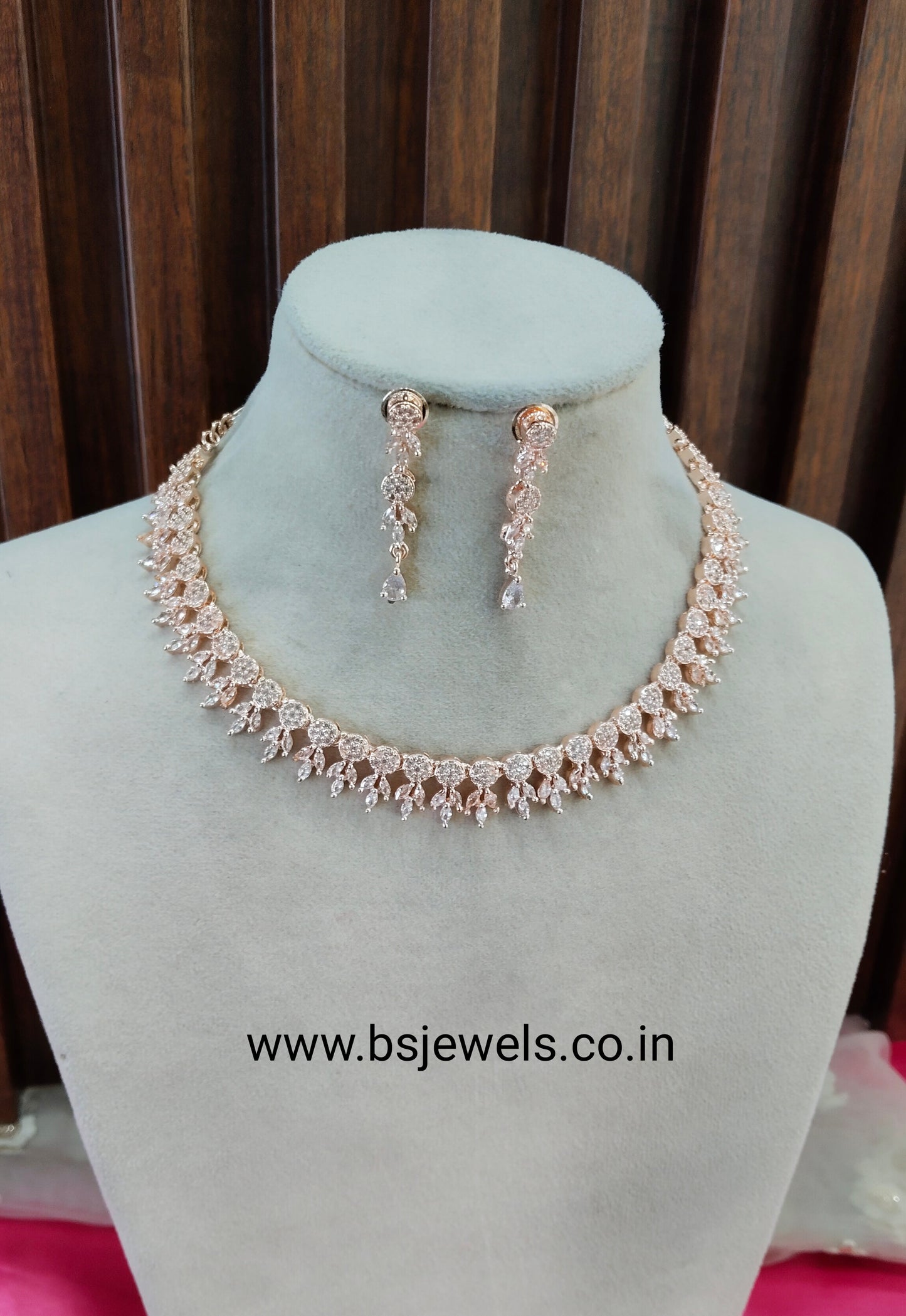 White Rose CZ Necklace Jewellery Glendale Set