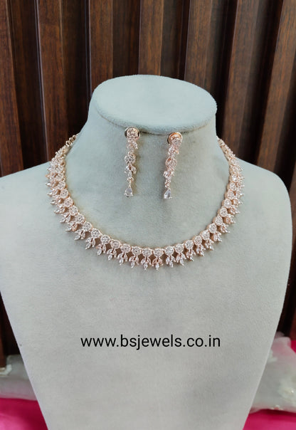 White Rose CZ Necklace Jewellery Glendale Set