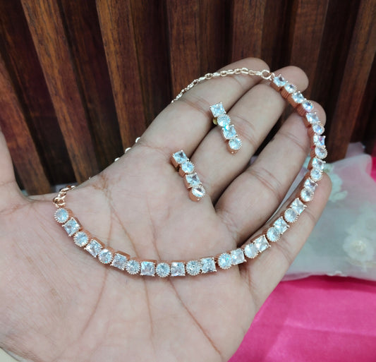 White Rose CZ Necklace Jewellery Glendale Set