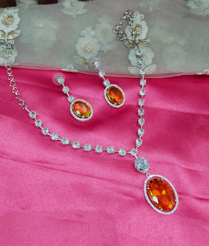 Topaz Silver CZ Necklace Jewellery Fairfield Set