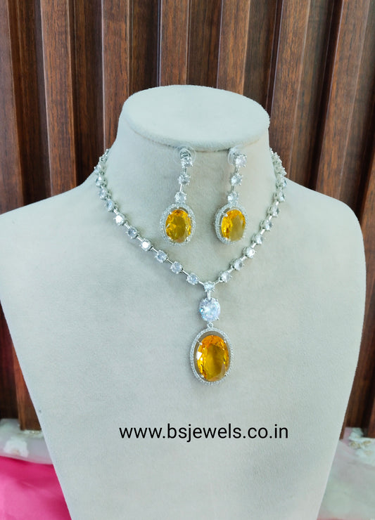 Topaz Silver CZ Necklace Jewellery Fairfield Set