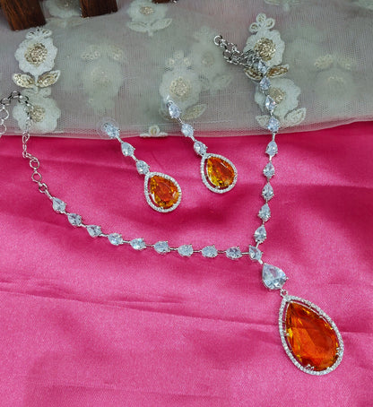 Topaz Silver CZ Necklace Jewellery Fairfield Set
