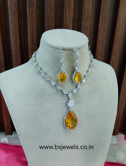 Topaz Silver CZ Necklace Jewellery Fairfield Set