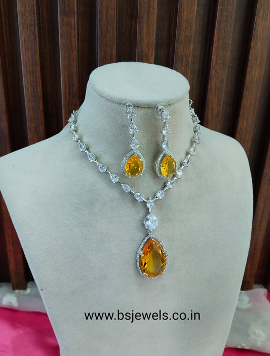Topaz Silver CZ Necklace Jewellery Fairfield Set