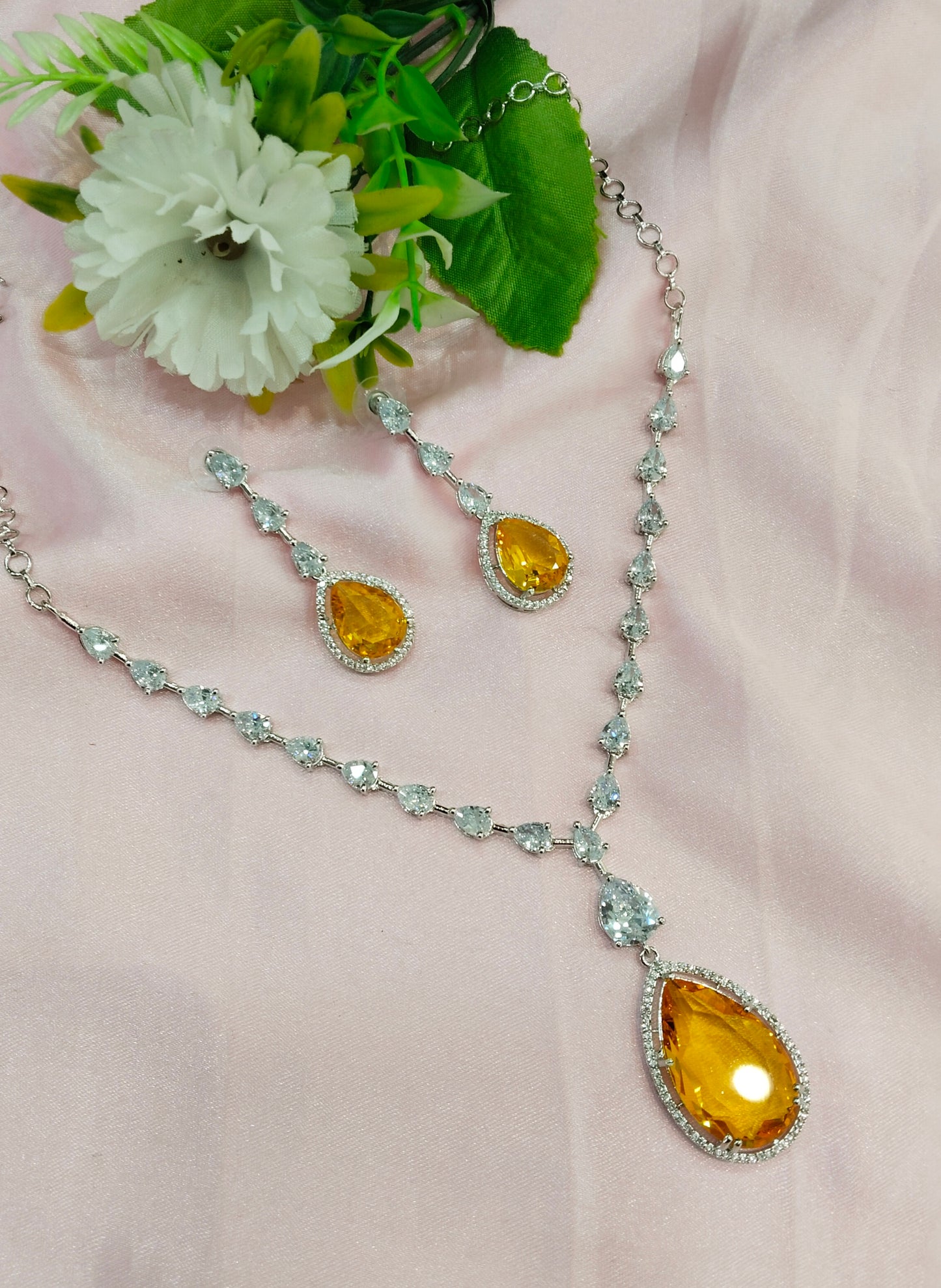 Topaz Silver CZ Necklace Jewellery Fairfield Set