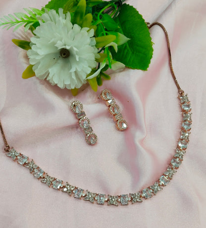 White Rose CZ Necklace Jewellery Holmdel Set